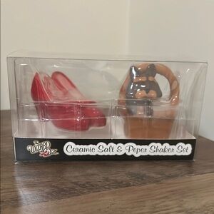 Ceramic Salt & Pepper Shaker Set - Red and Brown